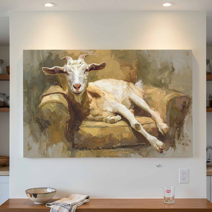 Goat Canvas Wall Art – canvas print shown framed in a styled room