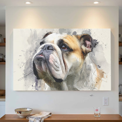 Bulldog Portrait Canvas Print – styled room view 4