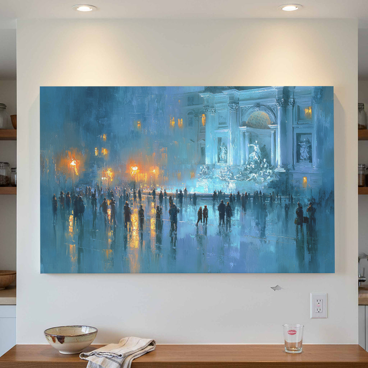 Trevi Fountain Canvas Print – styled room view 3