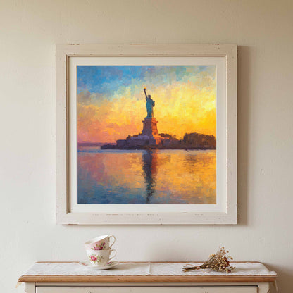 Statue of Liberty Sunrise Canvas Print – styled room view 2