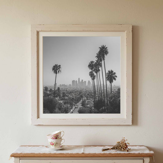 Los Angeles Skyline Canvas Print – canvas print shown framed in a styled room