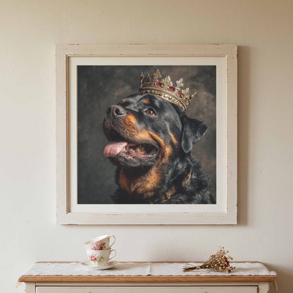Rottweiler King Canvas Print – canvas print shown framed in a styled room