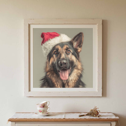 German Shepherd Santa Hat Canvas Print – styled room view 4