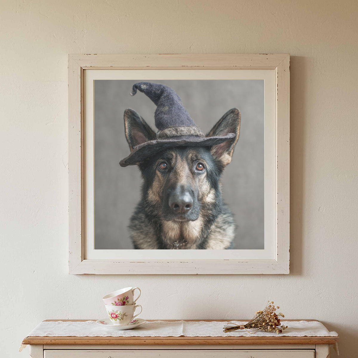 German Shepherd Dog Wizard Hat Canvas Wall Art Print — product image 1
