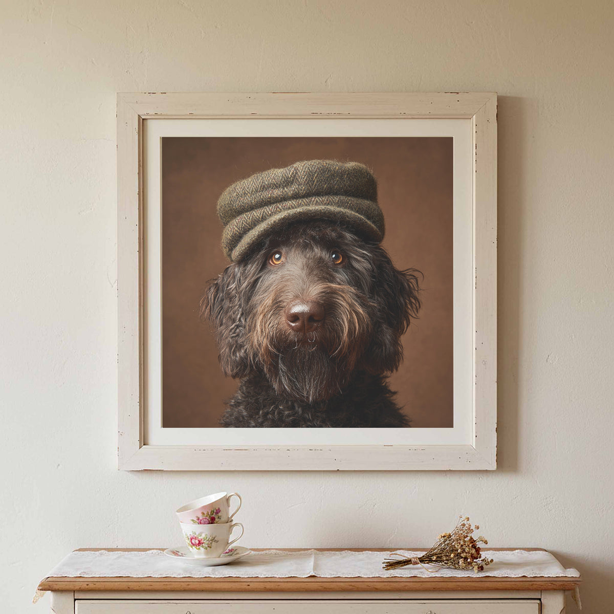 Labradoodle Dog Portrait Canvas Print – styled room view 4