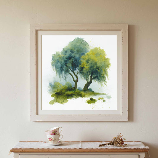 Weeping Willow Canvas Print – canvas print shown framed in a styled room