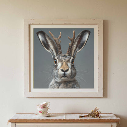 Jackalope Canvas Wall Art – canvas print shown framed in a styled room