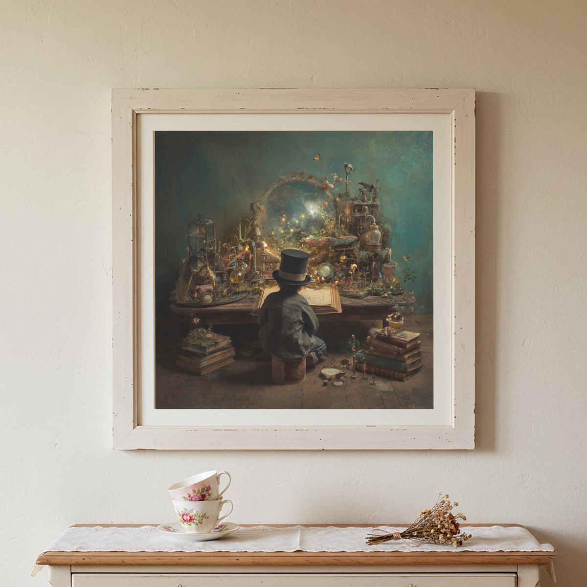 Victorian Scholar Study Canvas Print – styled room view 2