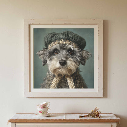 Schnoodle Dog Canvas Wall Art – styled room view 2