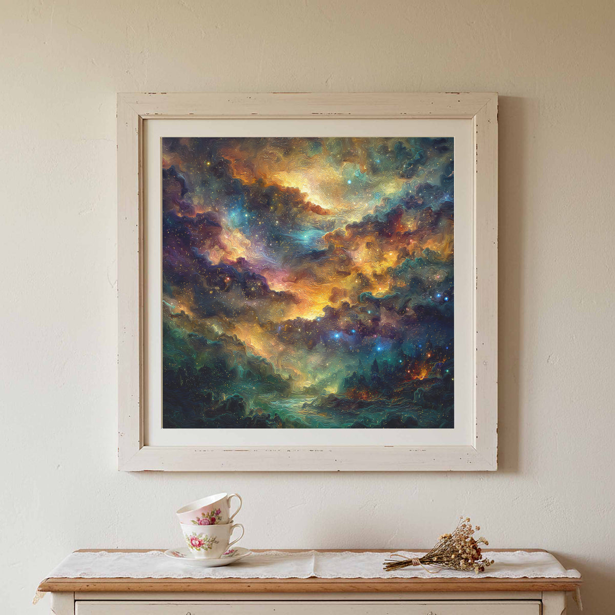 Cosmic Nebula Canvas Wall Art – styled room view 3