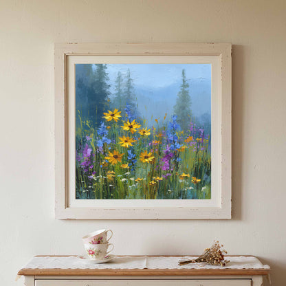 Wildflower Meadow Canvas Print – canvas print shown framed in a styled room