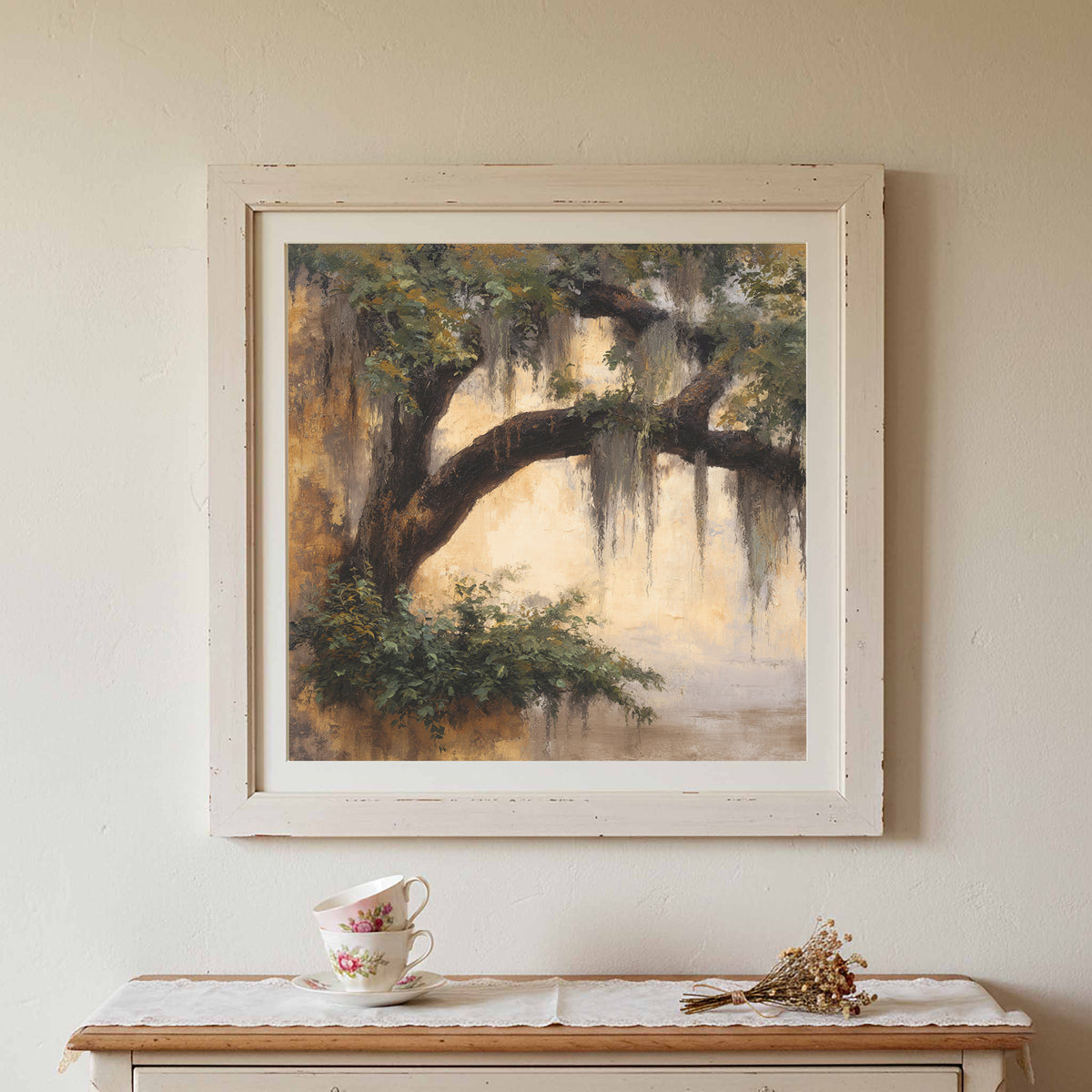 Oak Tree Canvas Wall Art – styled room view 2
