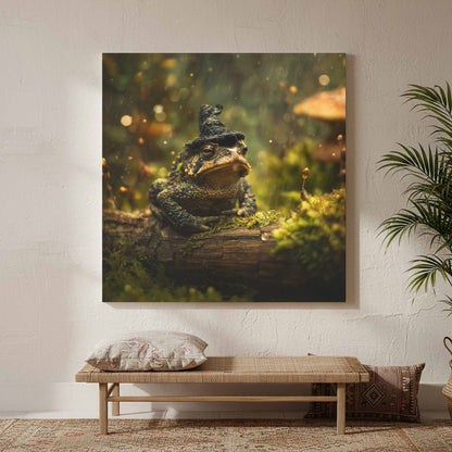 Grumpy Toad Witch Hat Canvas Print – styled room view 2