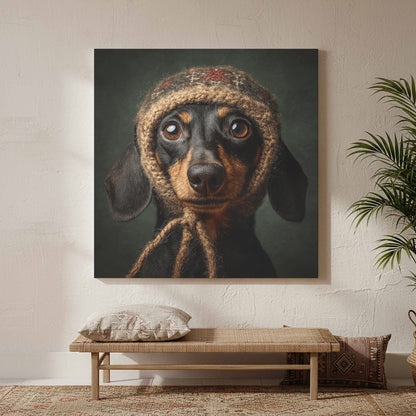 Dachshund German Hat Canvas Print – styled room view 3