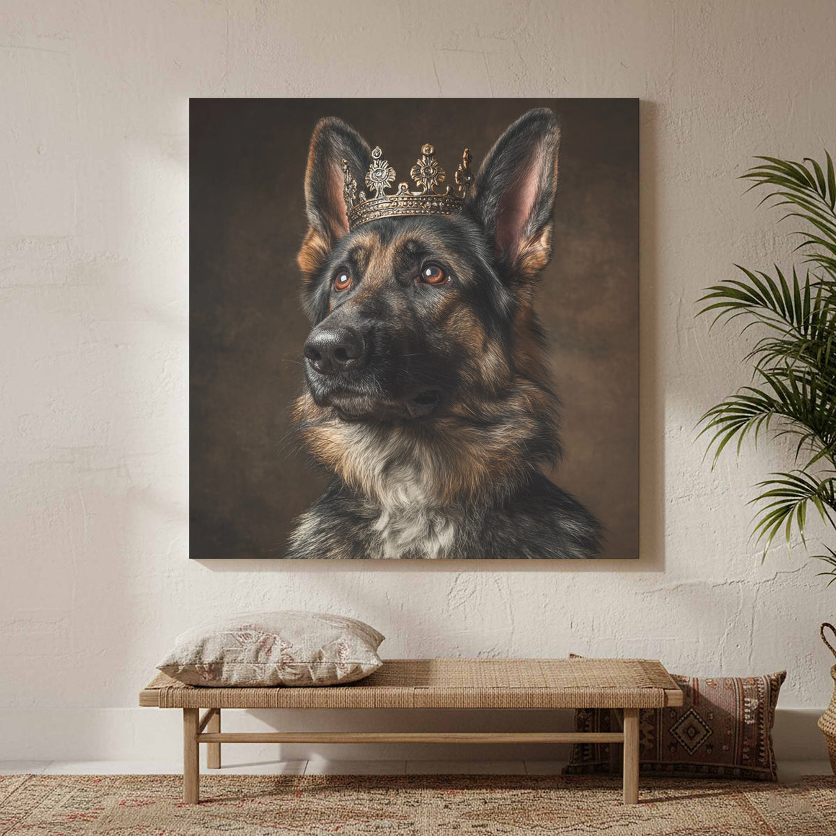 German Shepherd Dog Crown Canvas Print – styled room view 2