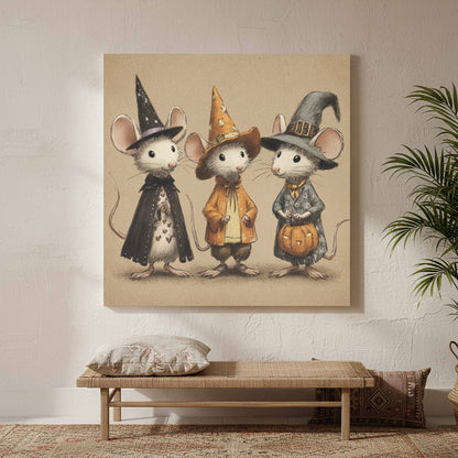 Halloween Mice Canvas Wall Art – styled room view 2