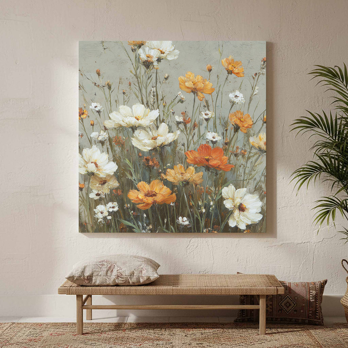 Vintage Wildflower Canvas Print – styled room view 2