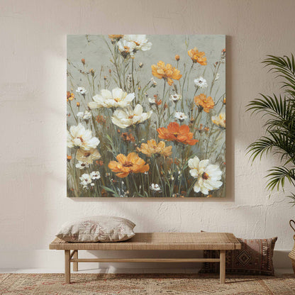 Vintage Wildflower Canvas Print – styled room view 2