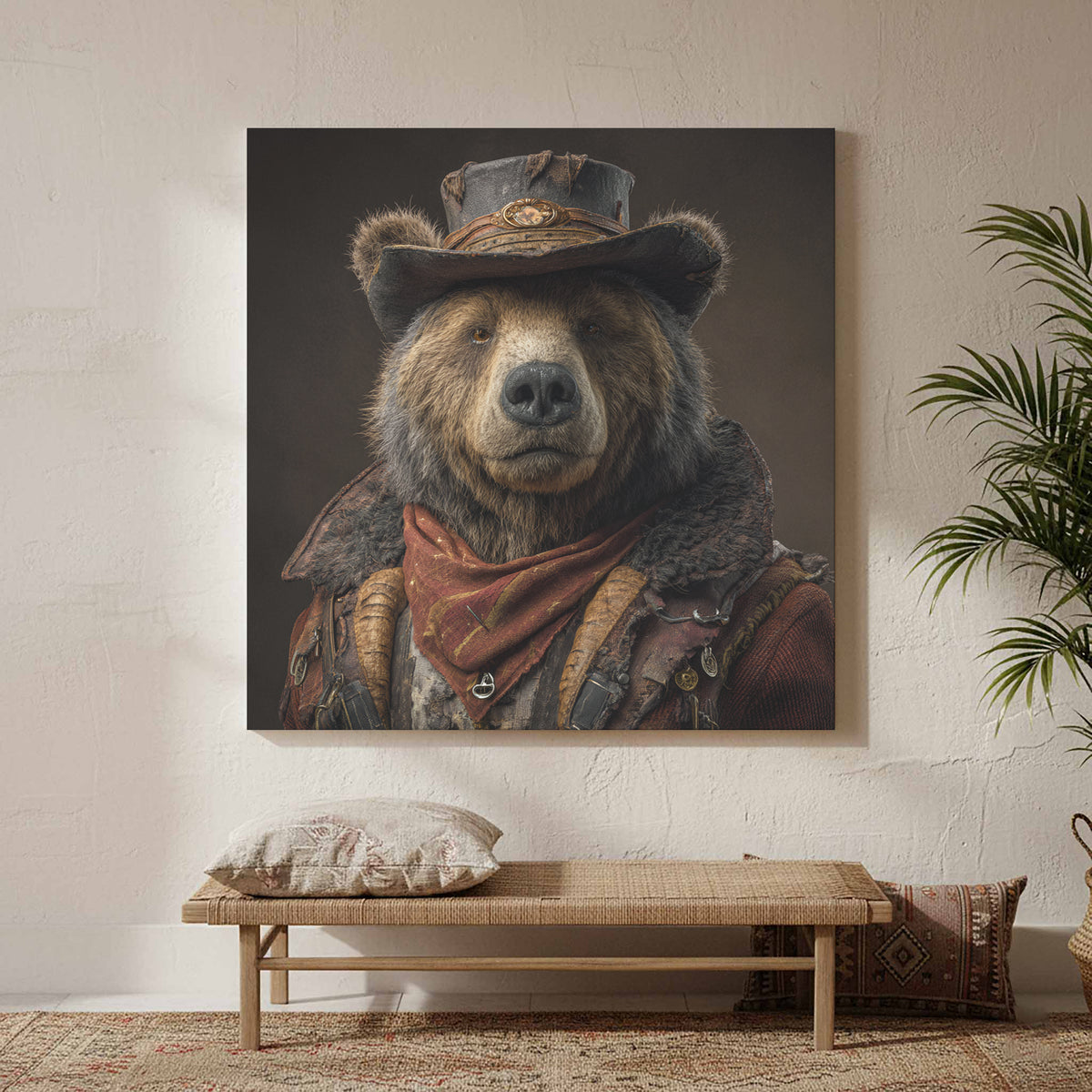 Western Bear Canvas Print – styled room view 3