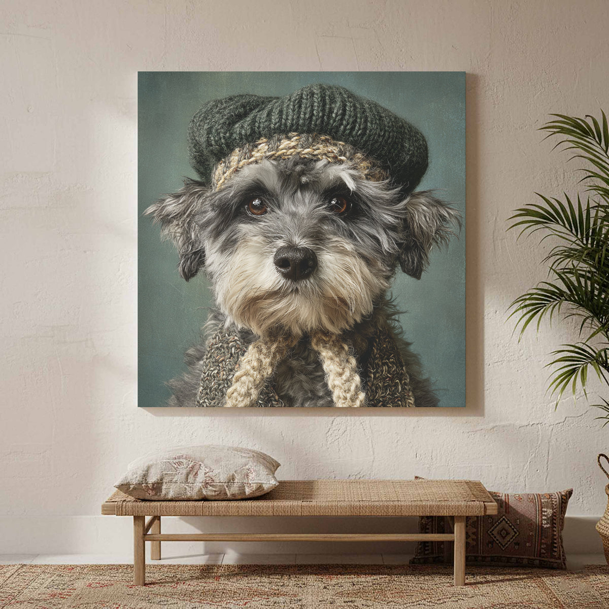 Schnoodle Dog Canvas Wall Art – styled room view 3
