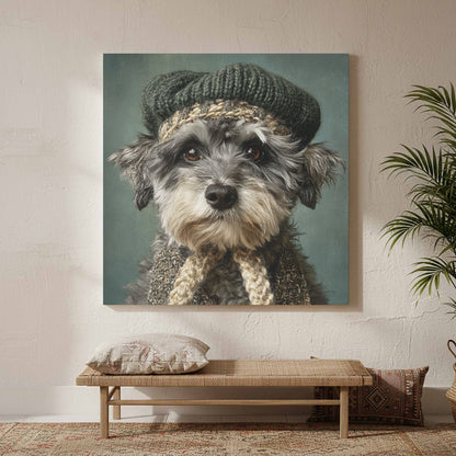 Schnoodle Dog Canvas Wall Art – styled room view 3