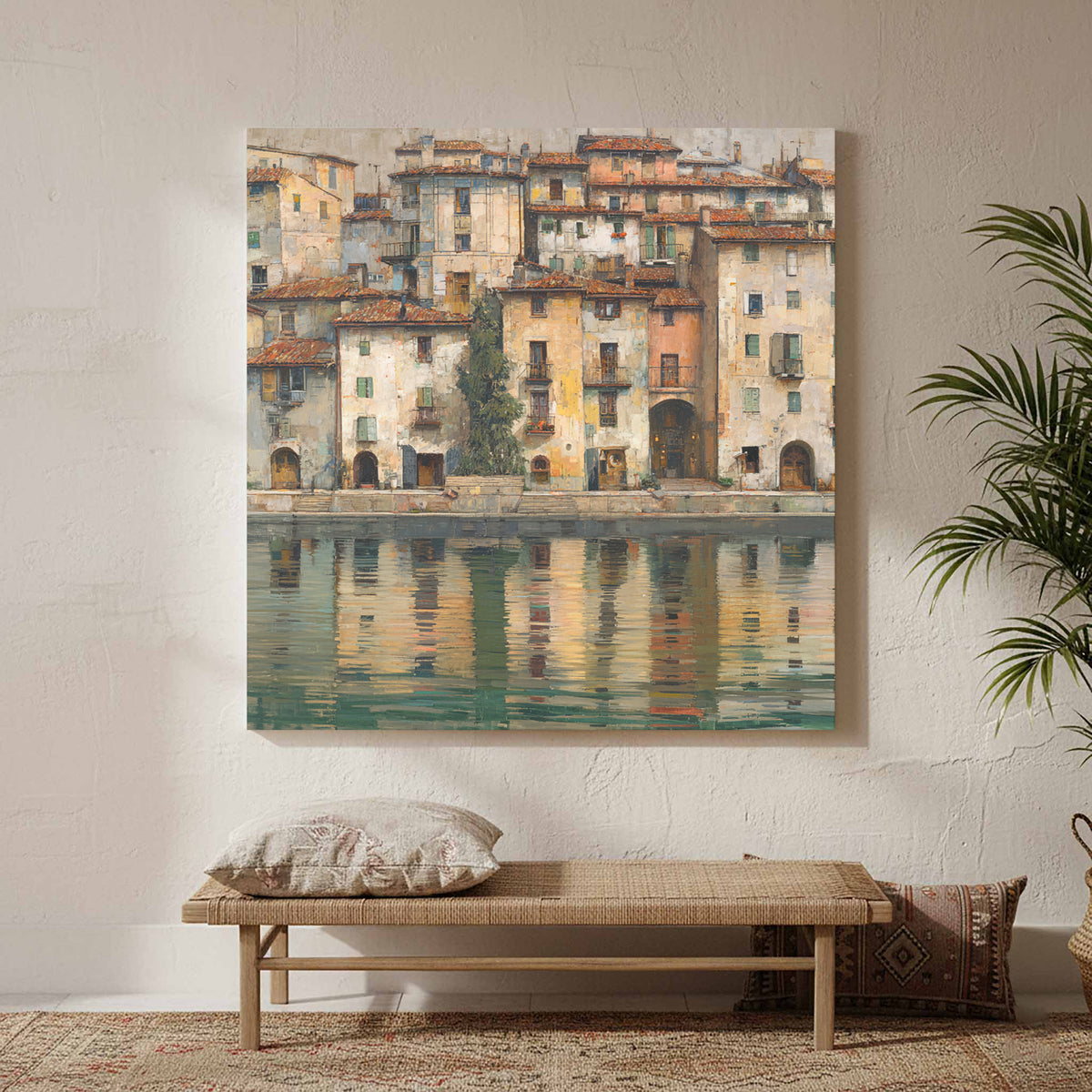 European Waterfront Canvas Print – styled room view 3