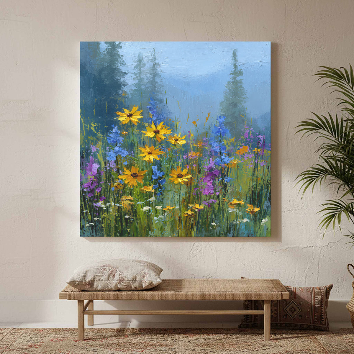 Wildflower Meadow Canvas Print – styled room view 2