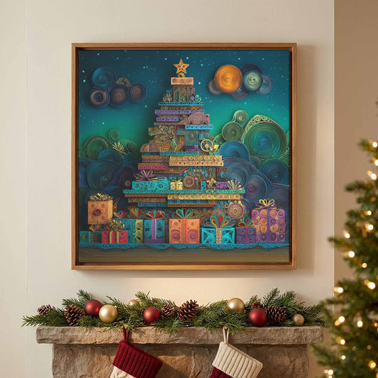 Christmas Tree Canvas Print – canvas print shown framed in a styled room