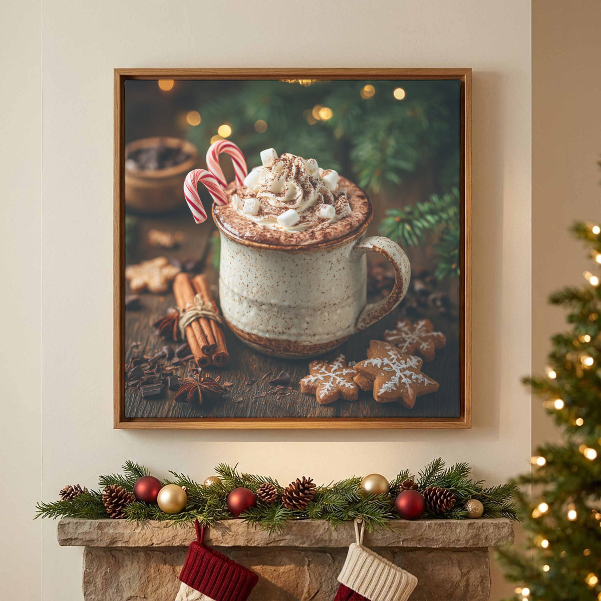 Christmas Hot Cocoa Canvas Wall Art – styled room view 3