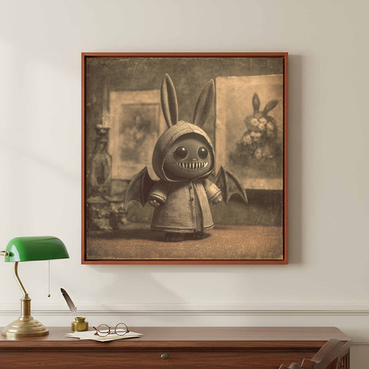 Gothic Monster Art Print – canvas print shown framed in a styled room