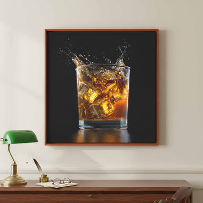 Whiskey Glass Canvas Print – canvas print shown framed in a styled room
