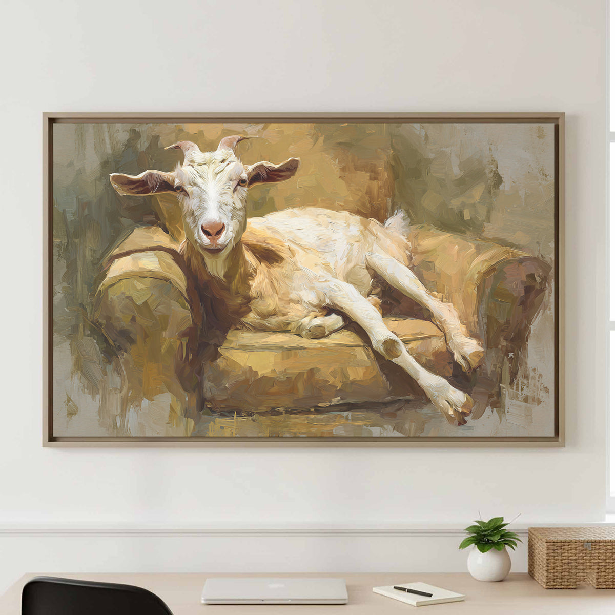Goat Canvas Wall Art – styled room view 2