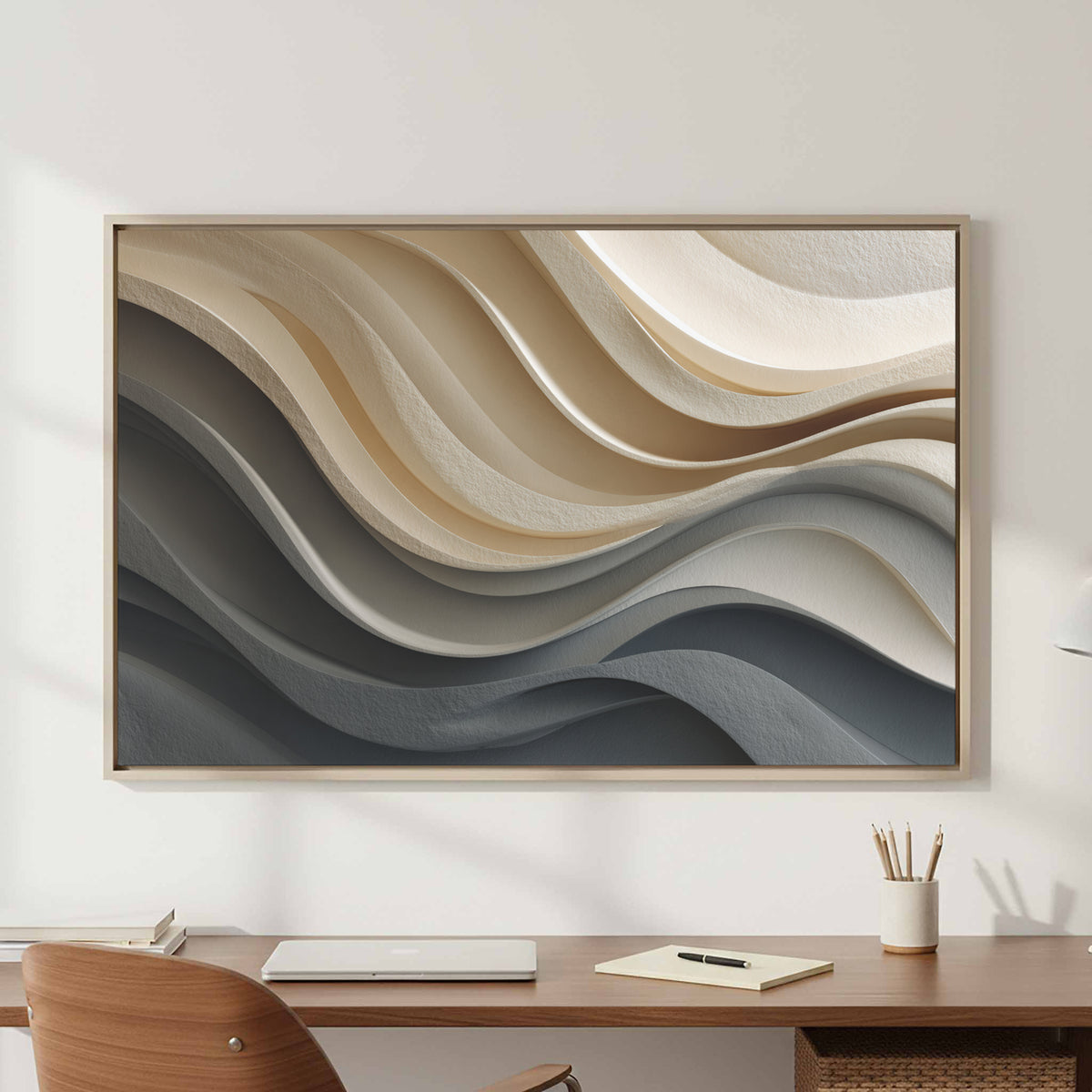 Abstract Sculptural Wall Art – styled room view 2
