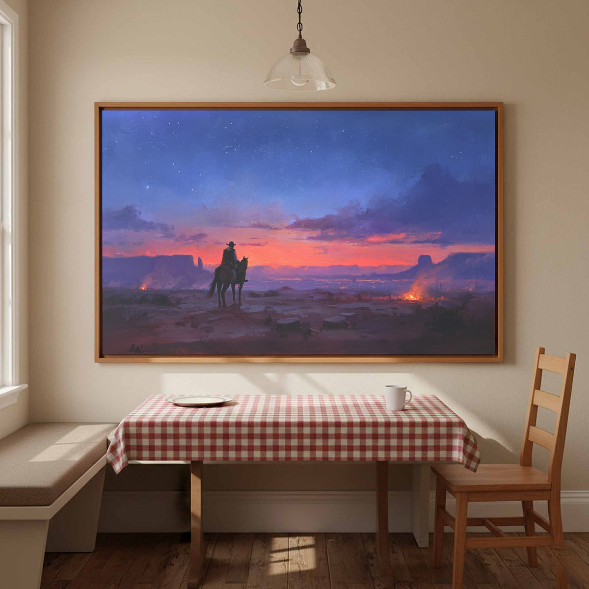 Western Cowboy Canvas Wall Art – styled room view 3