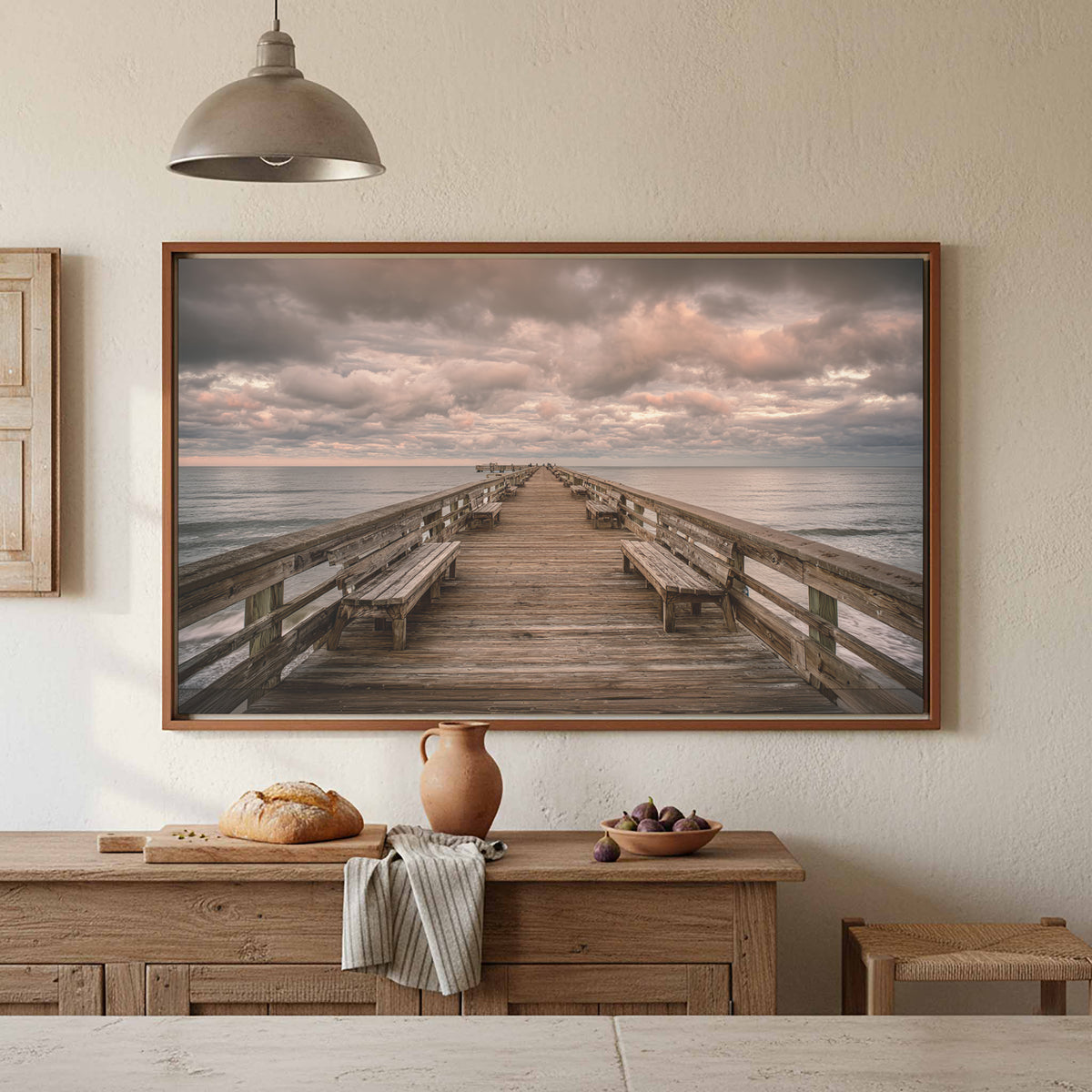 Ocean Pier Canvas Wall Art – styled room view 2
