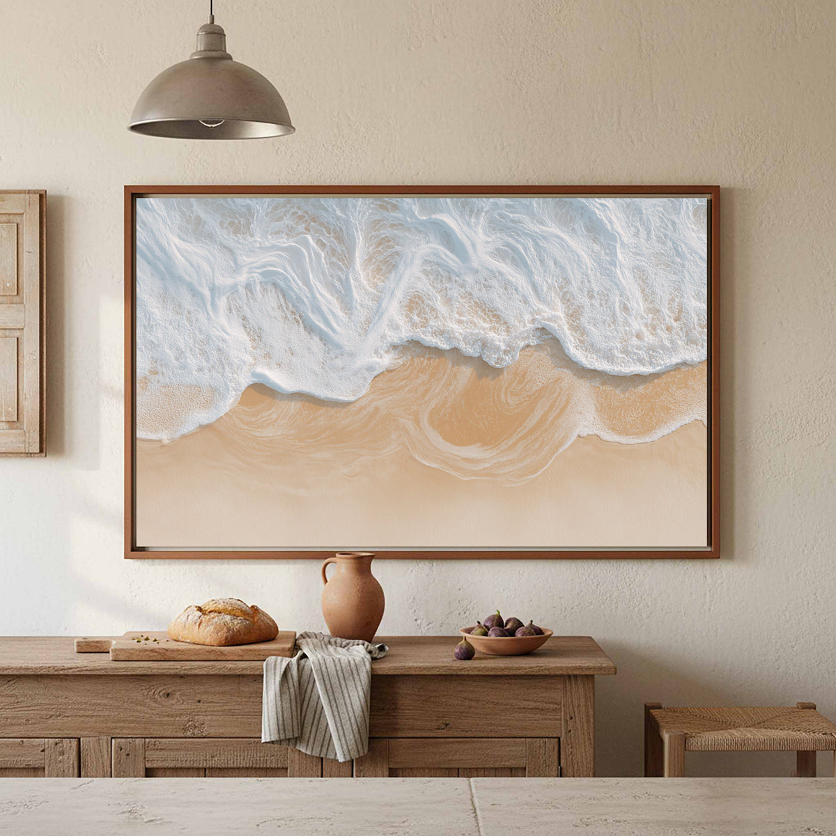 Aerial Ocean Waves Canvas Print – styled room view 3