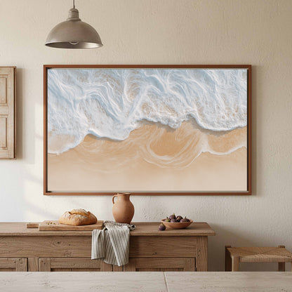 Aerial Ocean Waves Canvas Print – styled room view 3