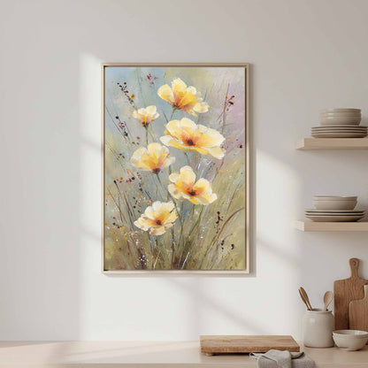 Watercolor Poppy Wall Art – styled room view 3