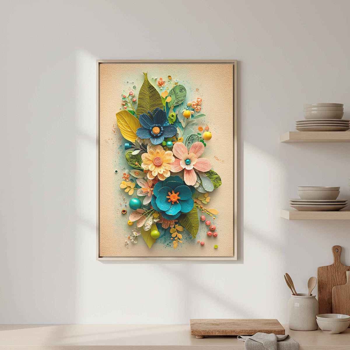 Paper Flower Wall Art – styled room view 4