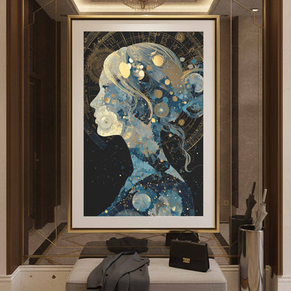 Celestial Woman Silhouette Canvas Art – styled room view 2