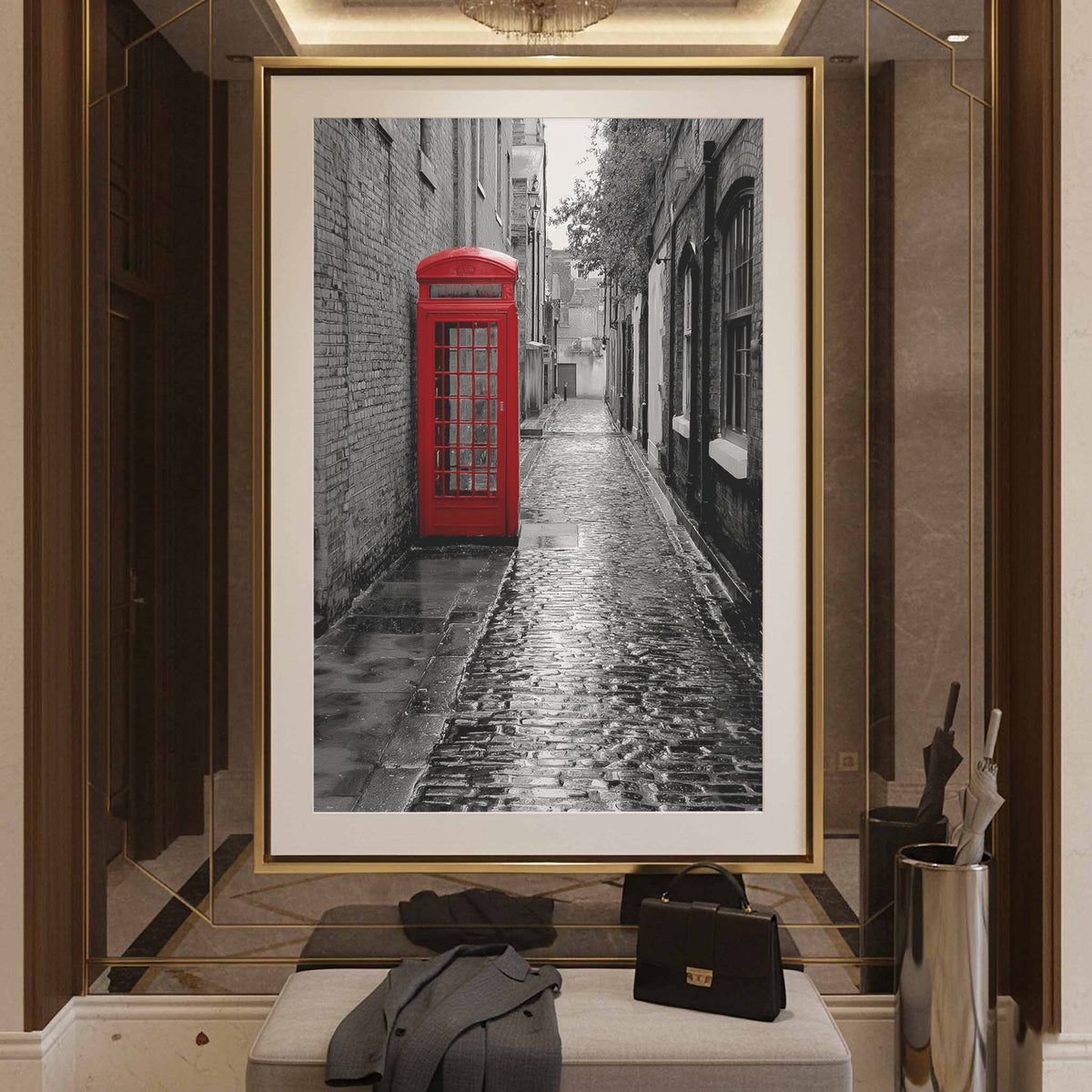 Red Phone Booth London Street Art Canvas Print – styled room view 2
