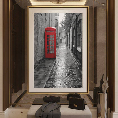 Red Phone Booth London Street Art Canvas Print – styled room view 2