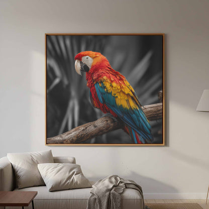 Scarlet Macaw Parrot Canvas Wall Art – styled room view 2