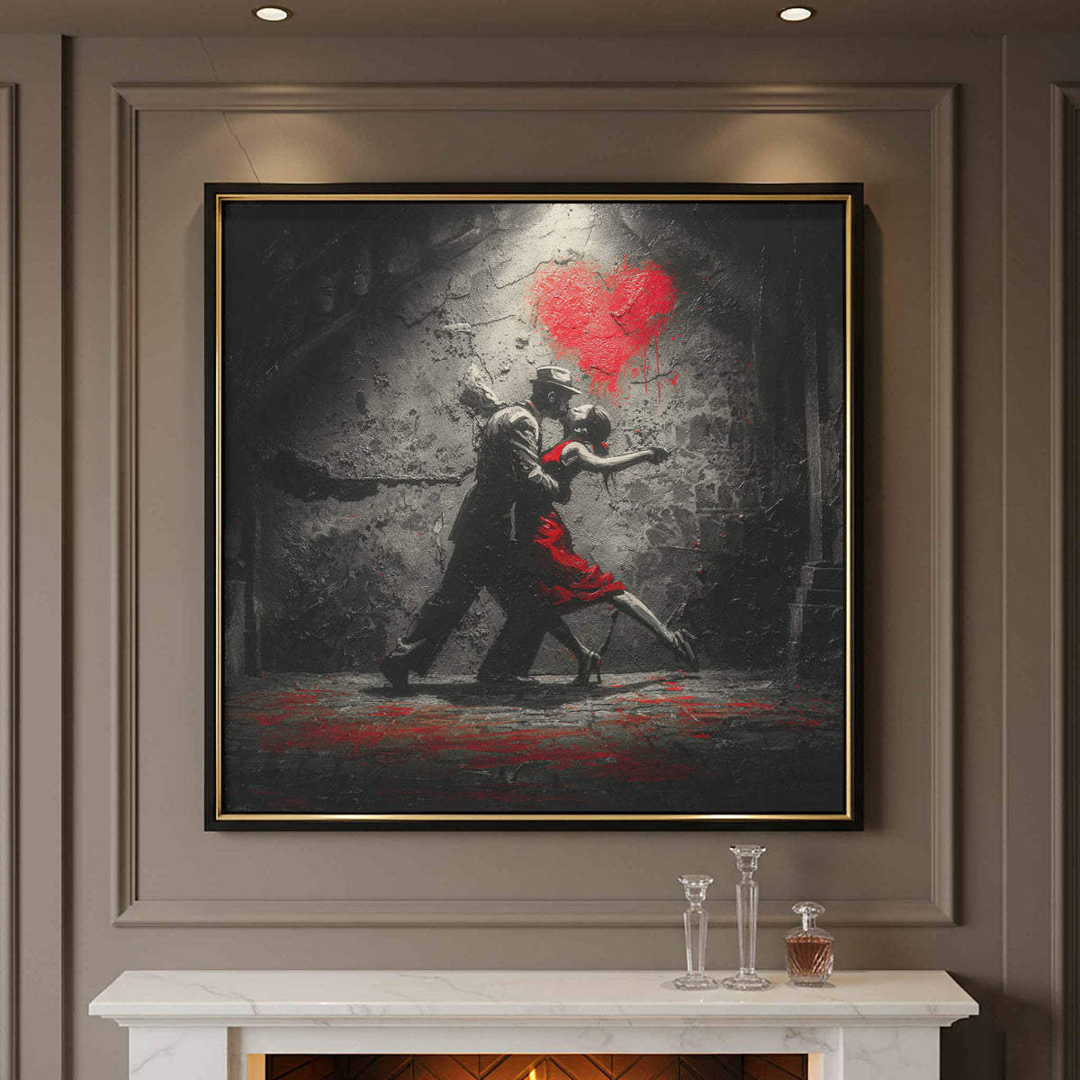 Passionate Tango Canvas Wall Art – styled room view 2