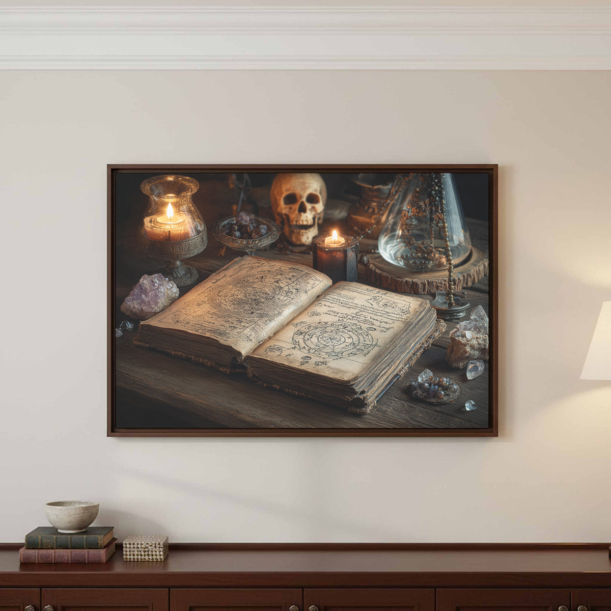 Dark Academia Spellbook Canvas Print – styled room view 2
