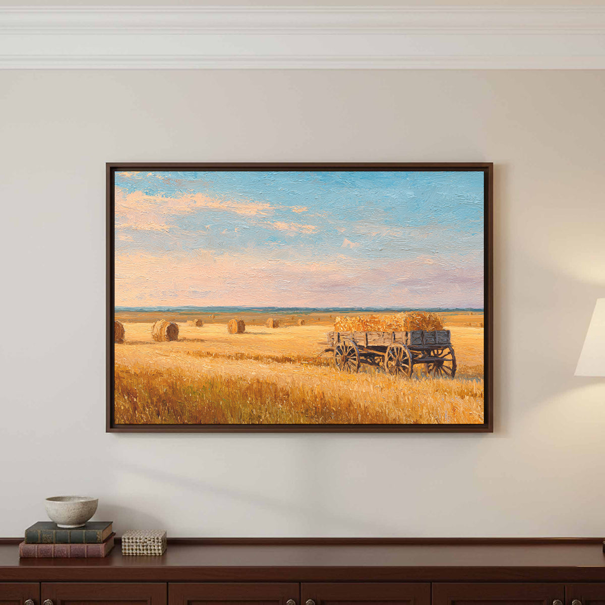Harvest Wheat Field Canvas Art – styled room view 4