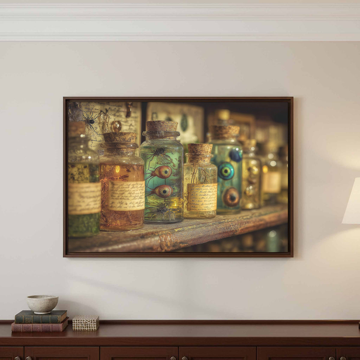 Gothic Specimen Jar Wall Art – styled room view 2