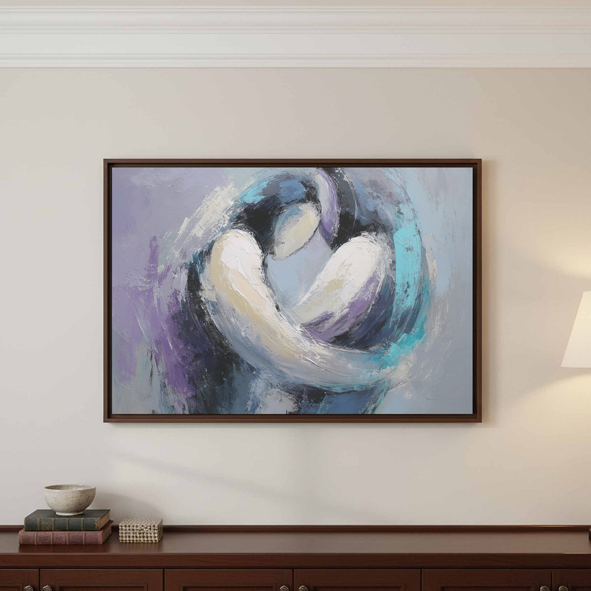 Abstract Intimacy Canvas Wall Art – styled room view 3