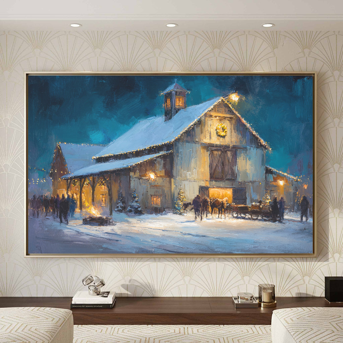 Winter Barn Wedding Wall Art – styled room view 3