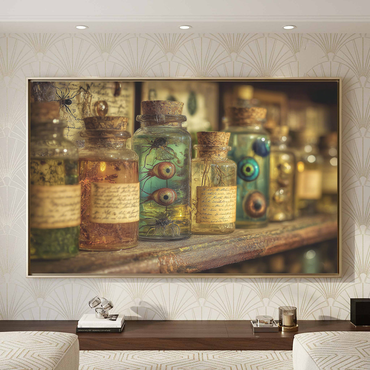 Gothic Specimen Jar Wall Art – styled room view 3
